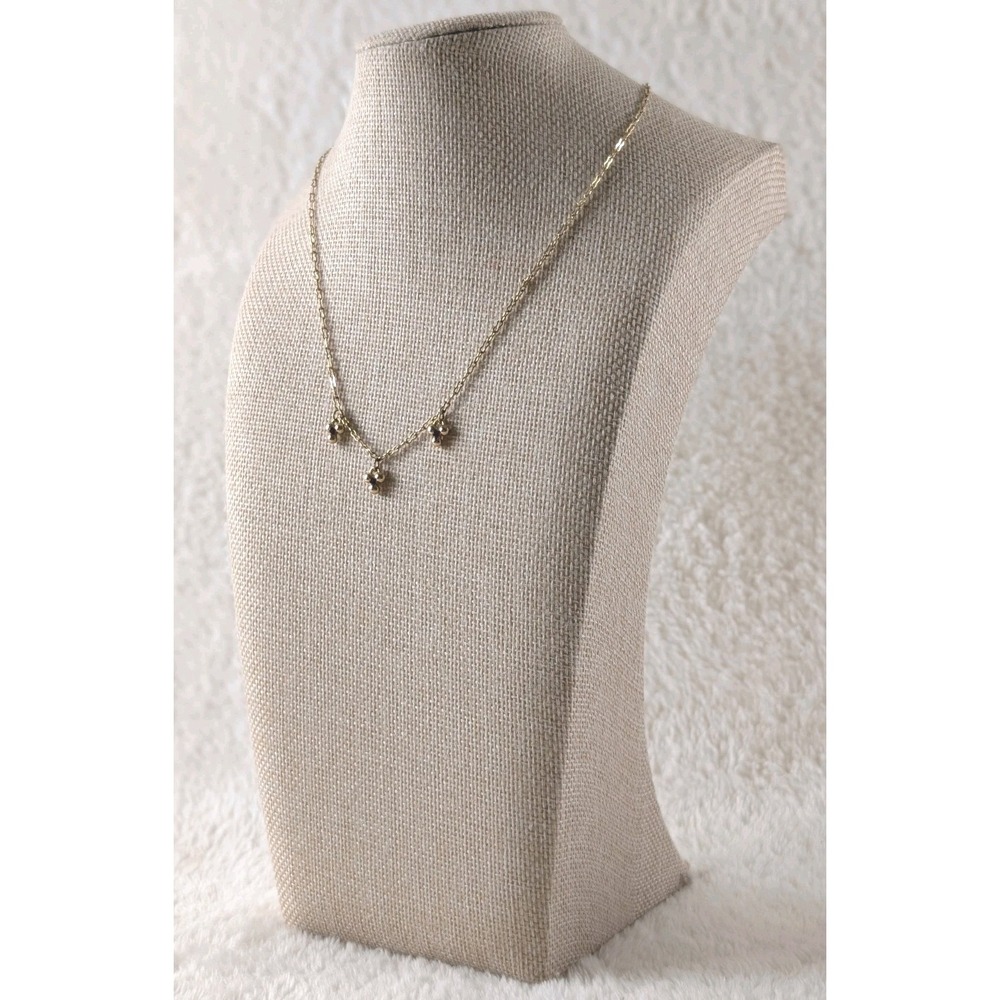 Avon Gold Tone Necklace Red Rhinestone Charm Dangle Station Chain Vintage